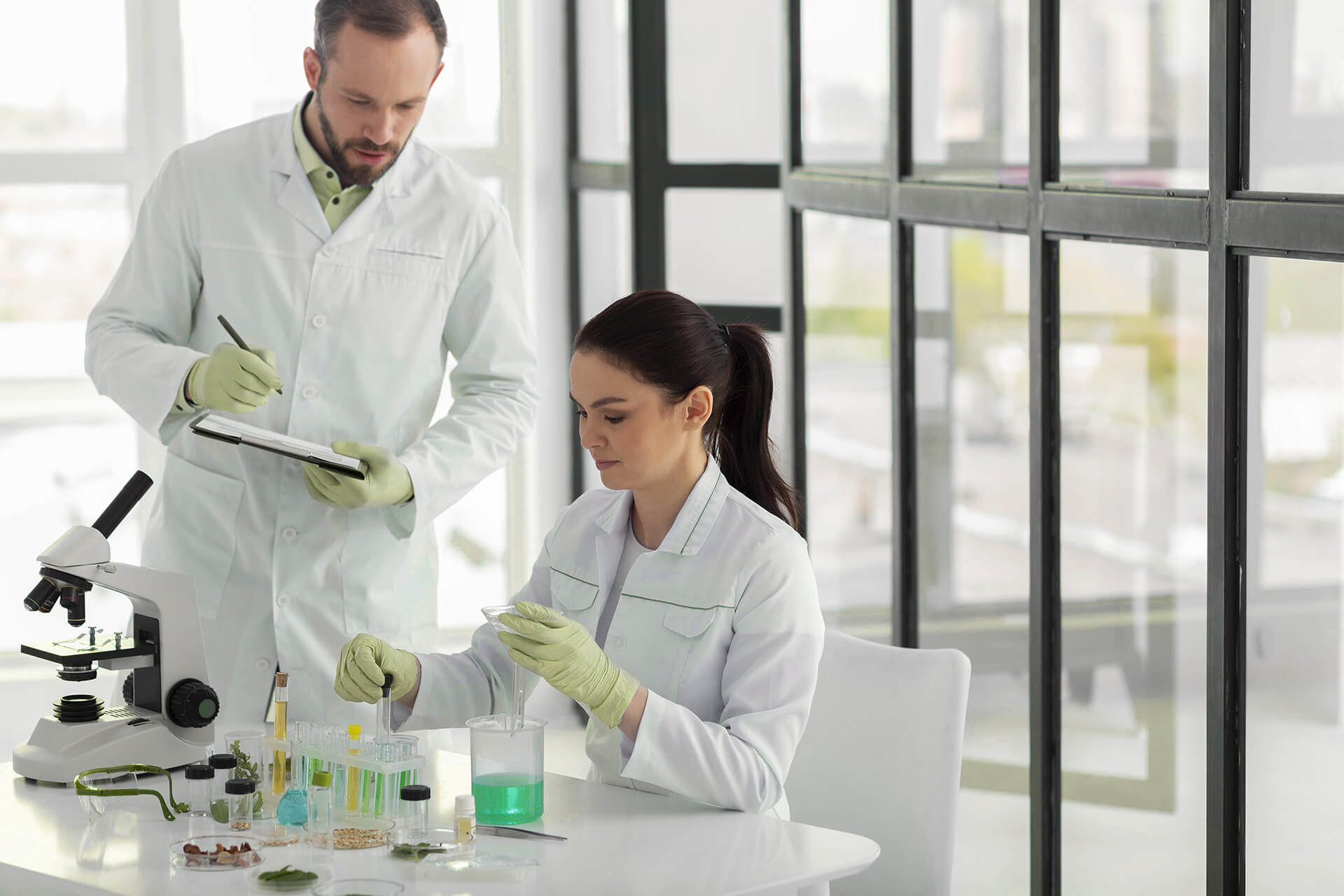 scientists working together medium shot